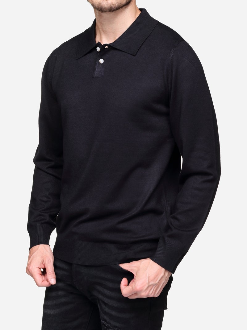 Camisola elegante com gola polo - Frilivin Preto - Kiabi