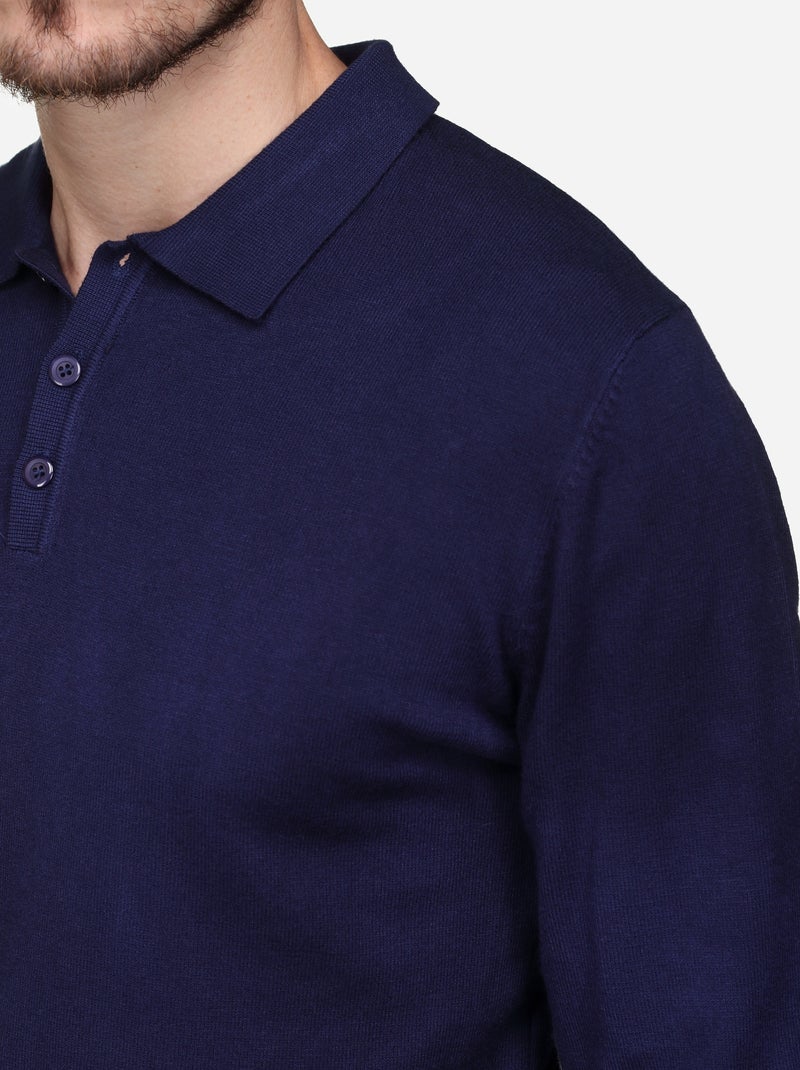 Camisola elegante com gola polo - Kenzarro Azul escuro - Kiabi
