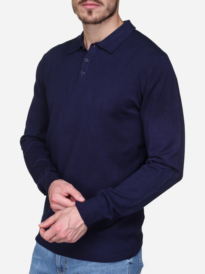 Camisola elegante com gola polo - Kenzarro Azul escuro - Kiabi