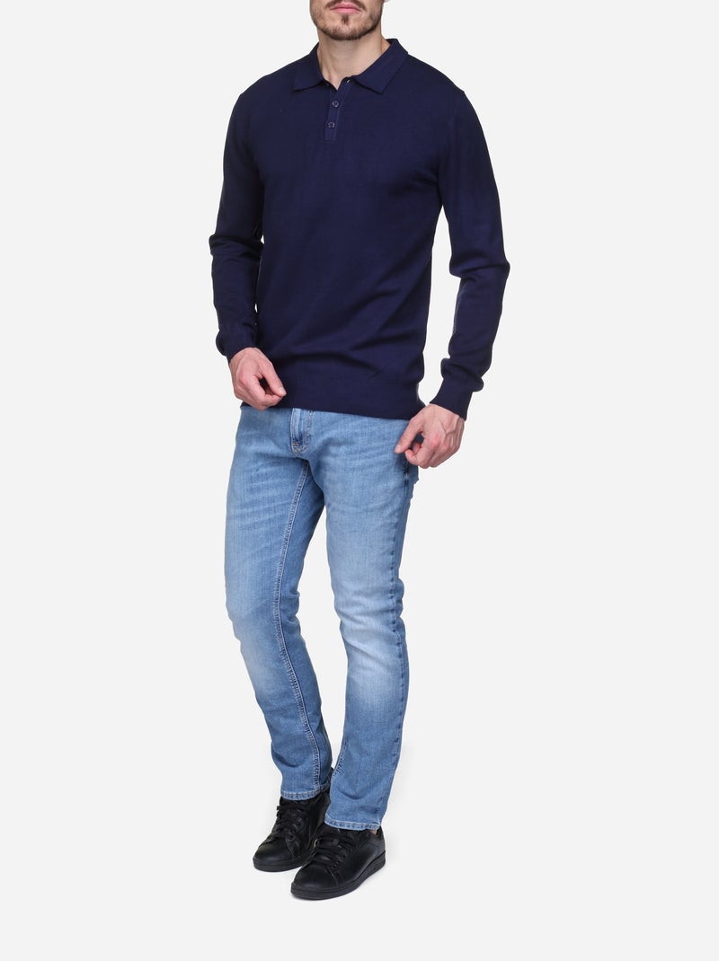 Camisola elegante com gola polo - Kenzarro Azul escuro - Kiabi