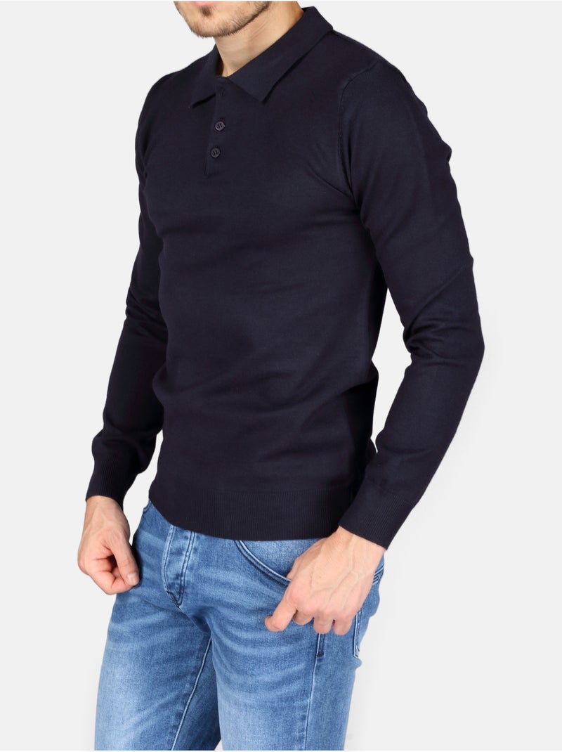 Camisola elegante com gola polo - Kenzarro Azul - Kiabi