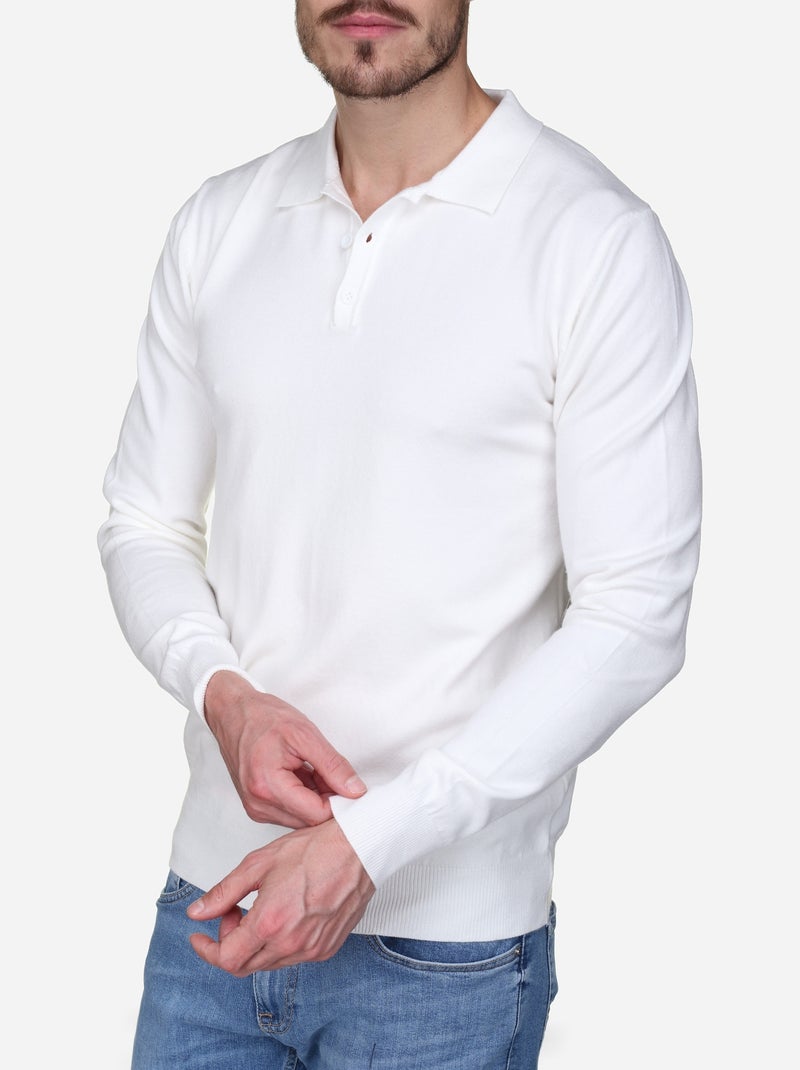 Camisola elegante com gola polo - Kenzarro Branco - Kiabi