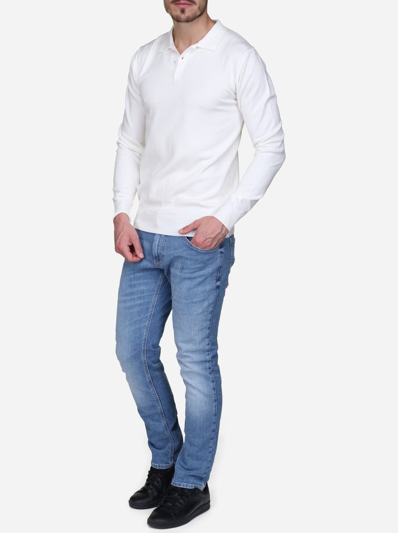 Camisola elegante com gola polo - Kenzarro Branco - Kiabi