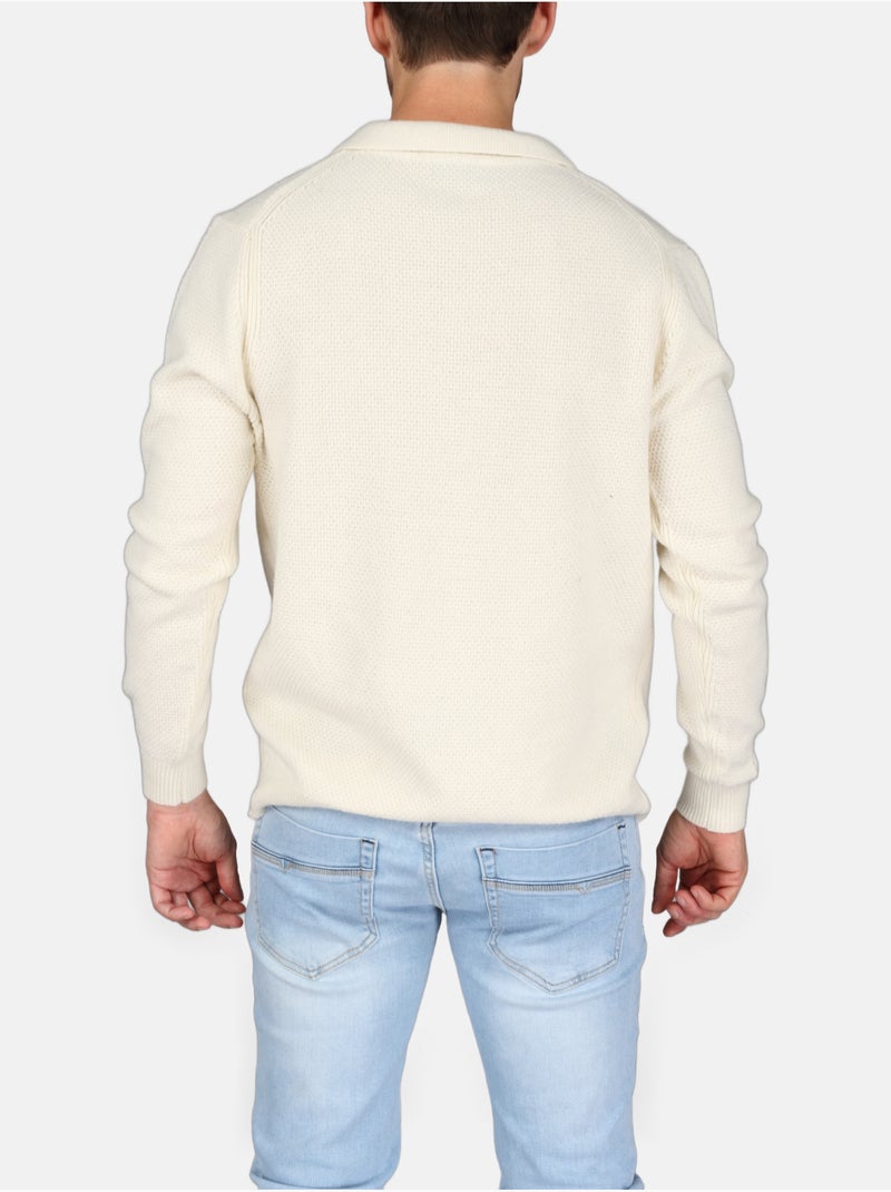 Camisola elegante com gola polo - Kenzarro Branco - Kiabi