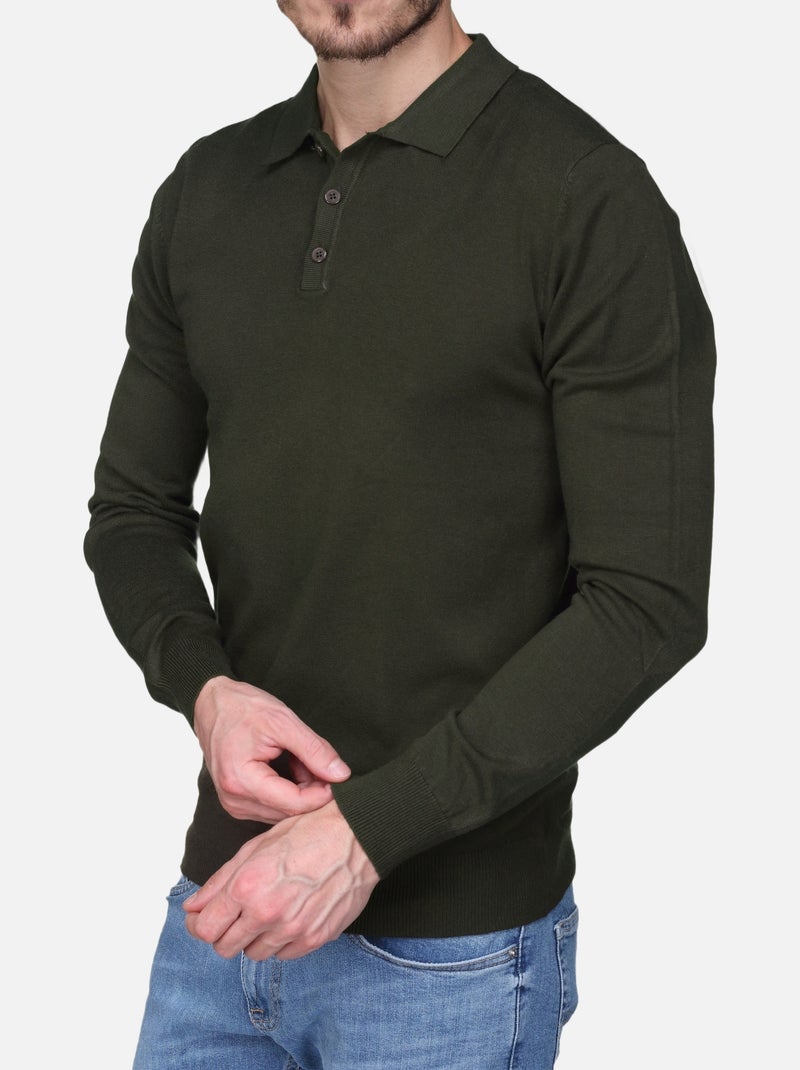 Camisola elegante com gola polo - Kenzarro Cáqui - Kiabi