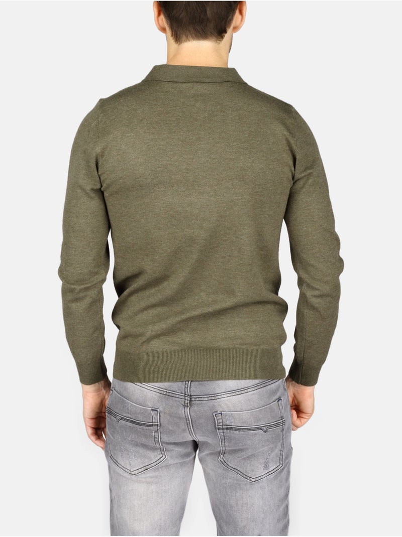 Camisola elegante com gola polo - Kenzarro Cáqui - Kiabi