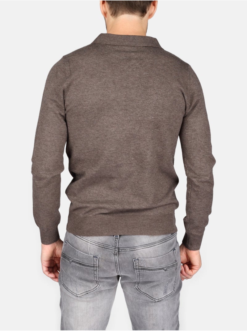 Camisola elegante com gola polo - Kenzarro Castanho - Kiabi