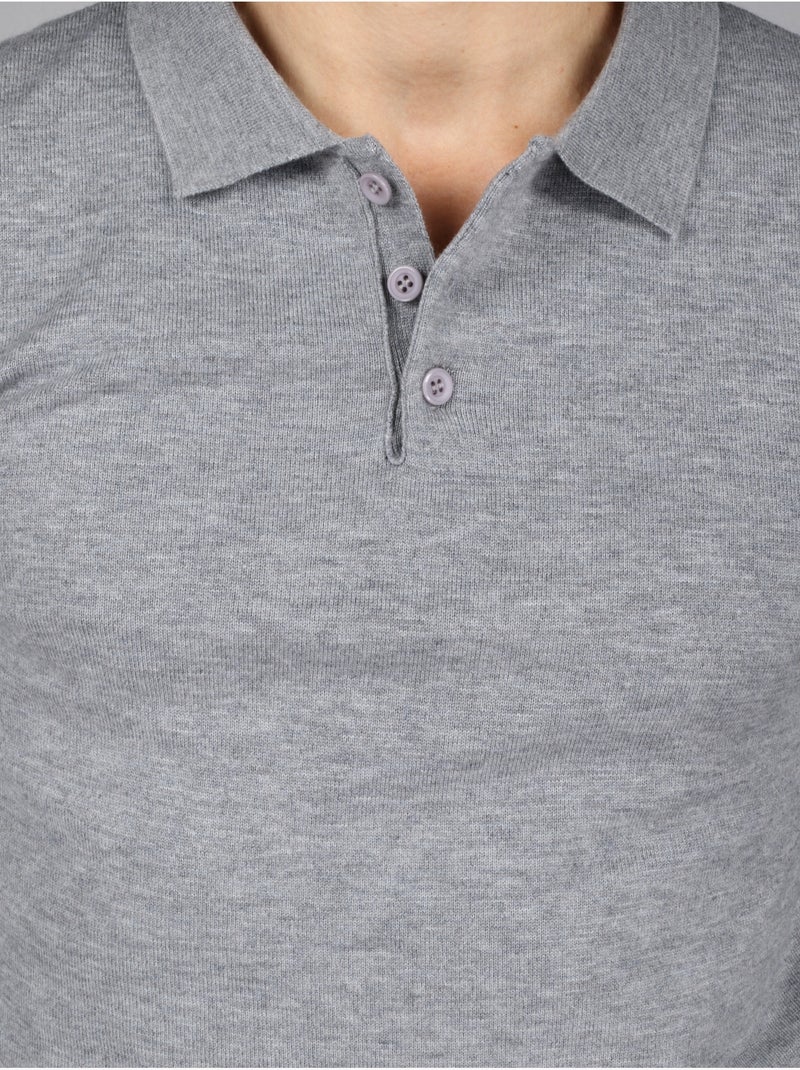 Camisola elegante com gola polo - Kenzarro Cinza claro - Kiabi