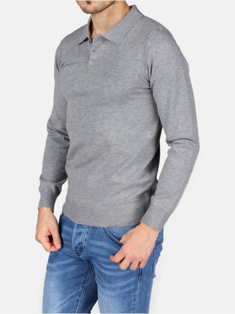Camisola elegante com gola polo - Kenzarro Cinza claro - Kiabi