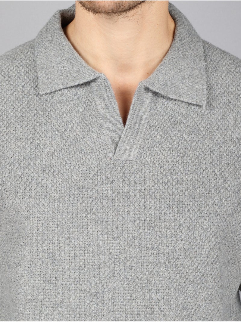 Camisola elegante com gola polo - Kenzarro Cinza claro - Kiabi