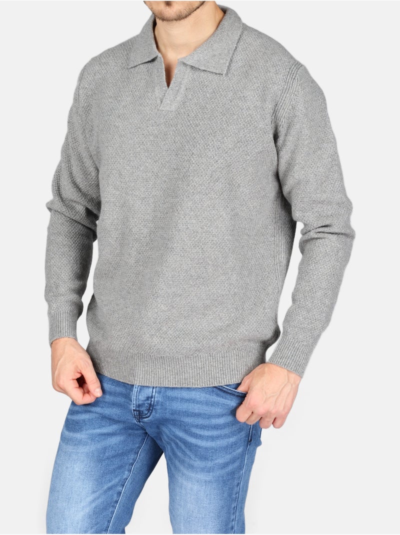 Camisola elegante com gola polo - Kenzarro Cinza claro - Kiabi