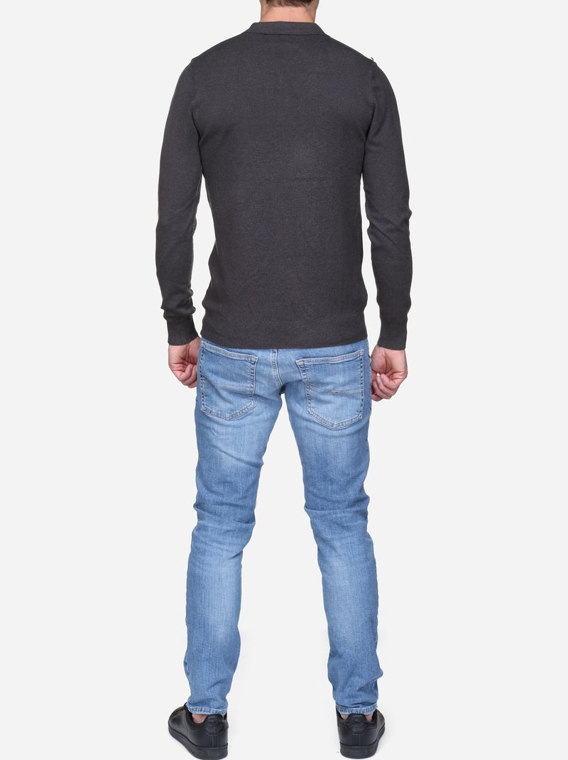 Camisola elegante com gola polo - Kenzarro Cinza escuro - Kiabi