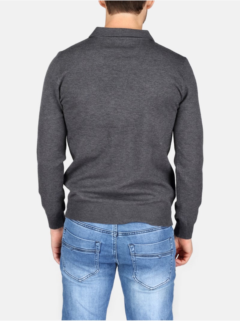 Camisola elegante com gola polo - Kenzarro Cinza escuro - Kiabi