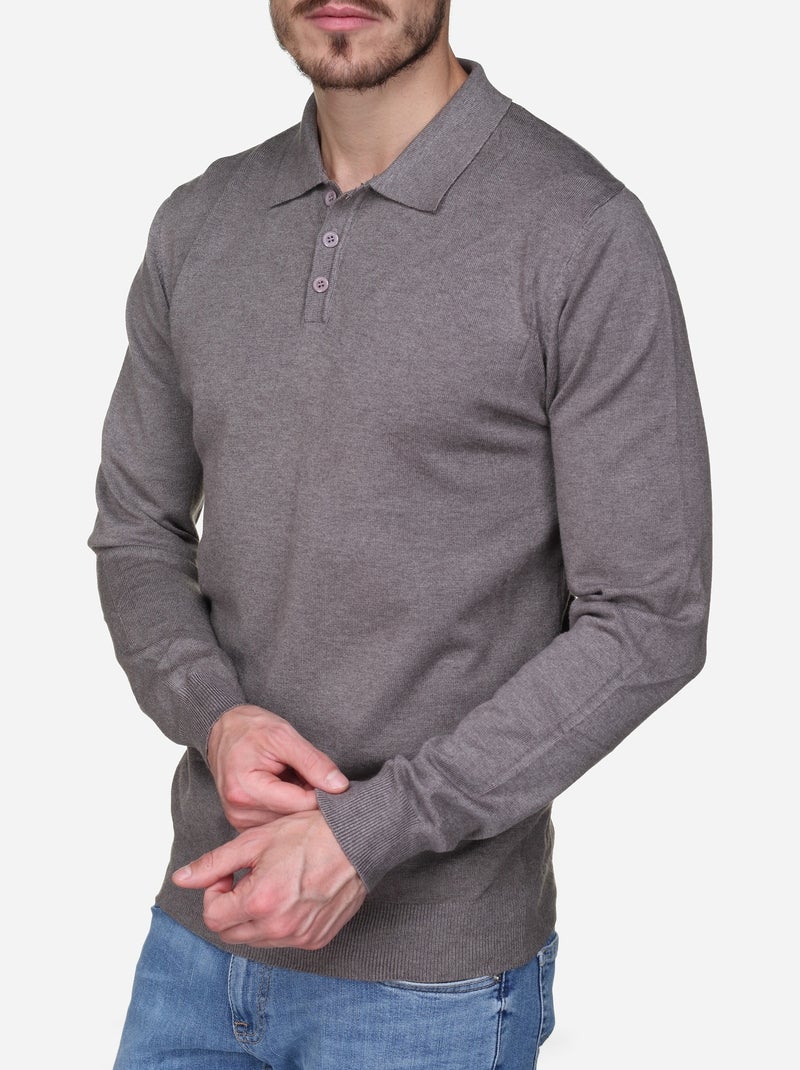 Camisola elegante com gola polo - Kenzarro Cinza - Kiabi