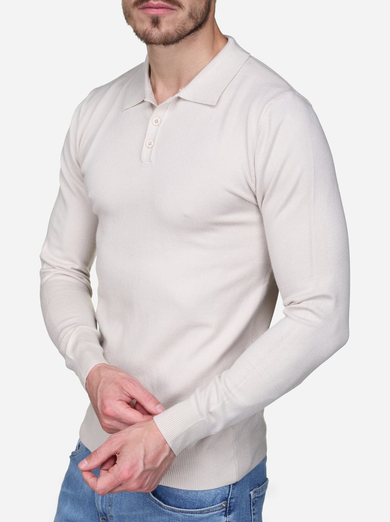 Camisola elegante com gola polo - Kenzarro Creme - Kiabi