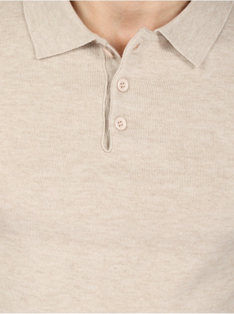 Camisola elegante com gola polo - Kenzarro Creme - Kiabi