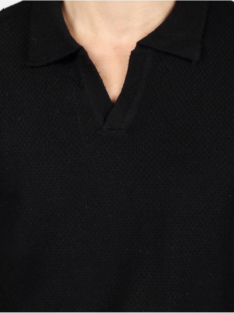Camisola elegante com gola polo - Kenzarro Preto - Kiabi