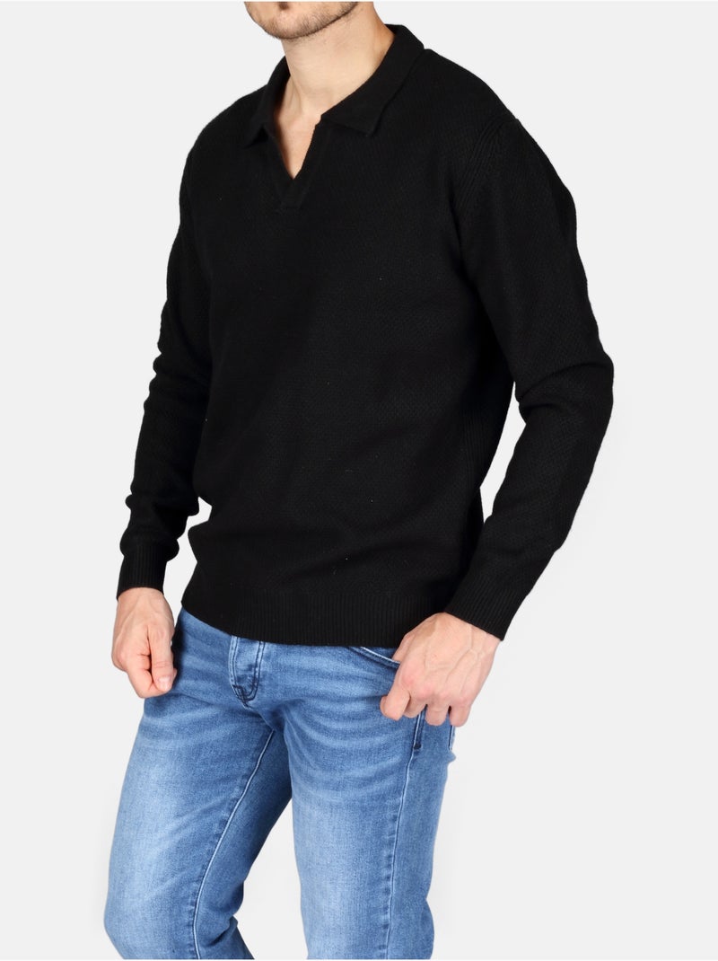 Camisola elegante com gola polo - Kenzarro Preto - Kiabi