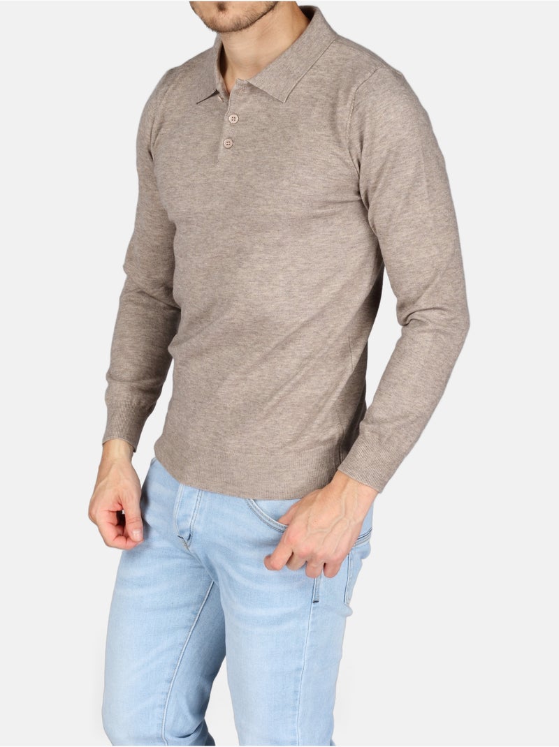 Camisola elegante com gola polo - Kenzarro Toupe - Kiabi