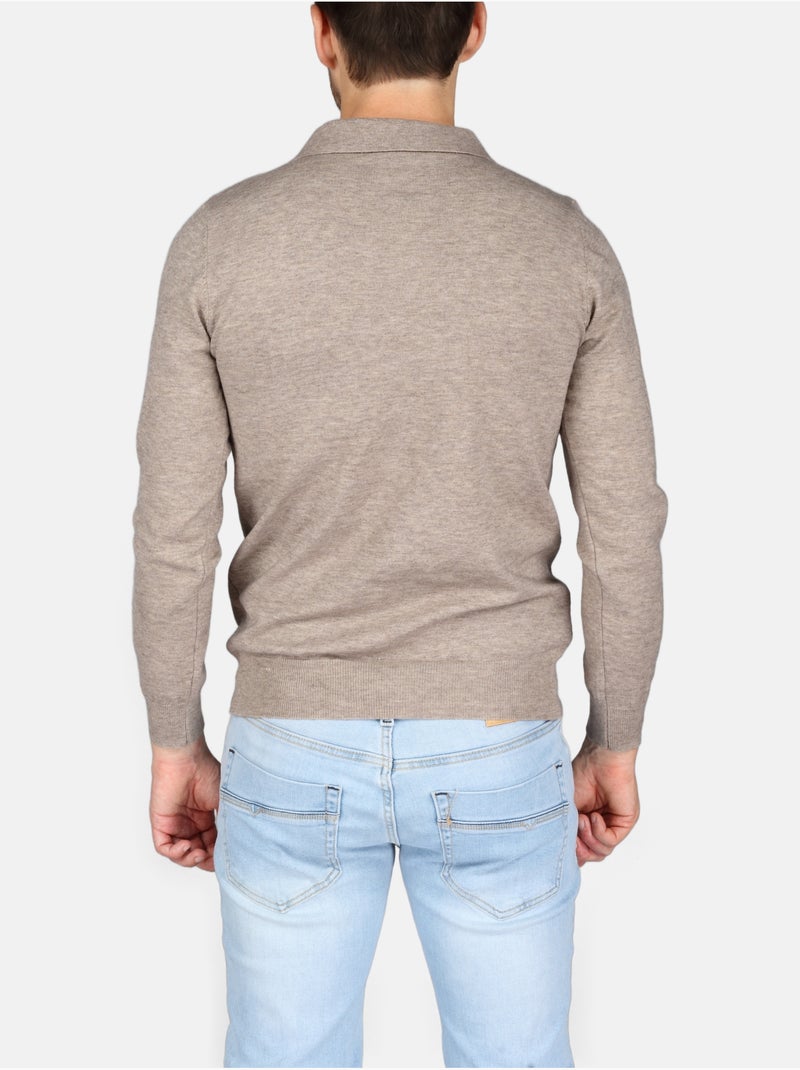 Camisola elegante com gola polo - Kenzarro Toupe - Kiabi