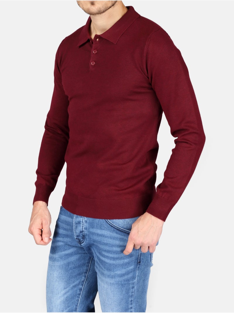 Camisola elegante com gola polo - Kenzarro Vermelho - Kiabi