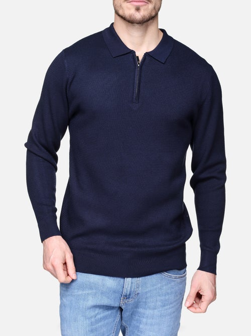 Camisola elegante com gola polo e fecho de correr - Frilivin - Kiabi