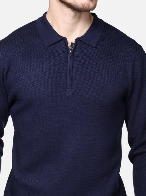 Camisola elegante com gola polo e fecho de correr - Frilivin - Kiabi
