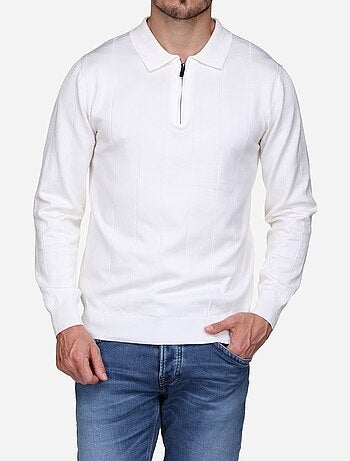 Camisola elegante com gola polo e fecho de correr - Frilivin