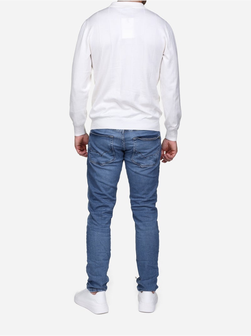 Camisola elegante com gola polo e fecho de correr - Frilivin Branco - Kiabi