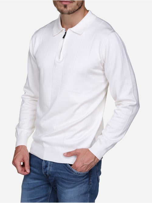 Camisola elegante com gola polo e fecho de correr - Frilivin - Kiabi