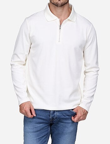Camisola elegante com gola polo e fecho de correr - Frilivin