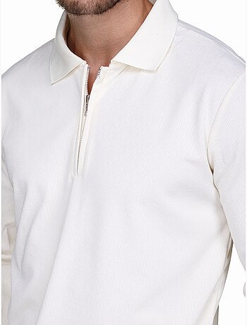 Camisola elegante com gola polo e fecho de correr - Frilivin