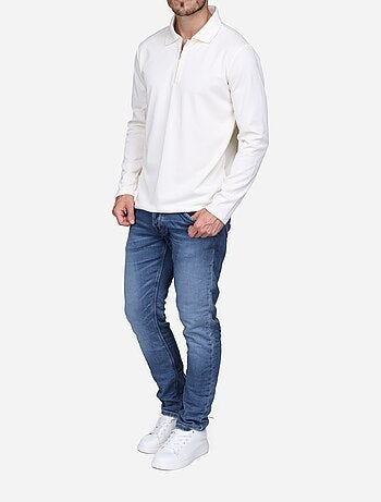Camisola elegante com gola polo e fecho de correr - Frilivin