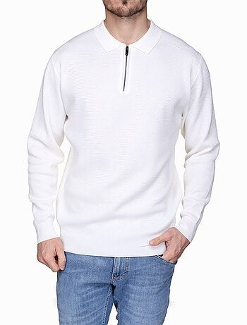 Camisola elegante com gola polo e fecho de correr - Frilivin