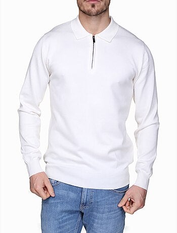 Camisola elegante com gola polo e fecho de correr - Frilivin