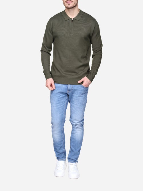 Camisola elegante com gola polo e fecho de correr - Frilivin - Kiabi