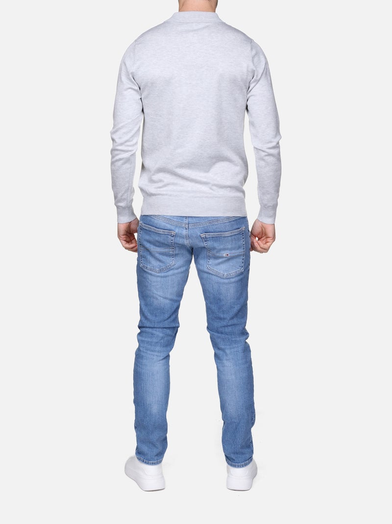 Camisola elegante com gola polo e fecho de correr - Frilivin Cinza - Kiabi