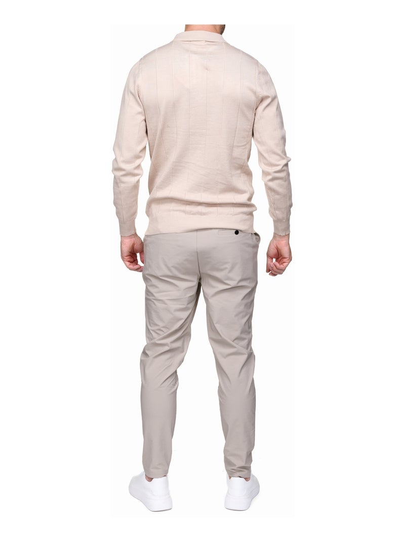 Camisola elegante com gola polo e fecho de correr - Frilivin Creme - Kiabi