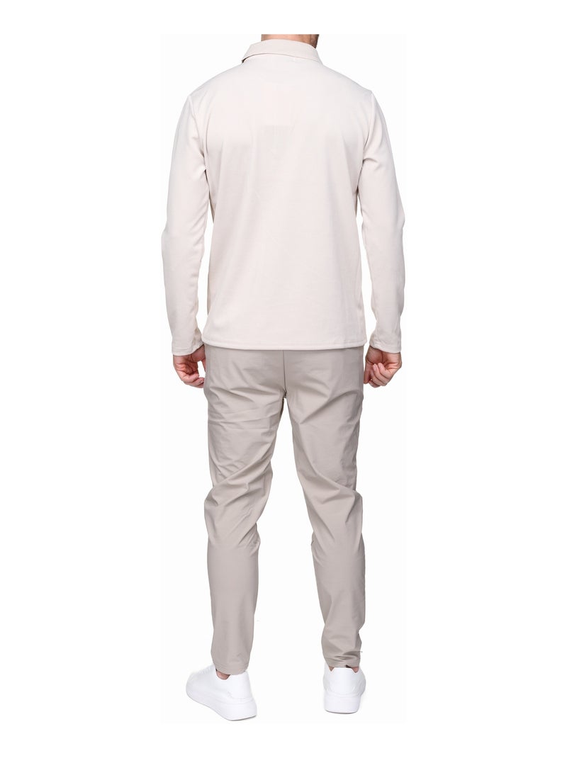 Camisola elegante com gola polo e fecho de correr - Frilivin Creme - Kiabi