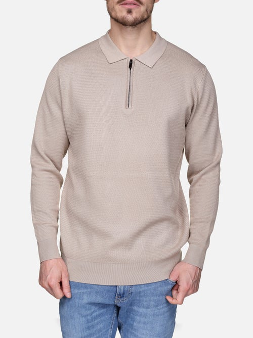 Camisola elegante com gola polo e fecho de correr - Frilivin - Kiabi