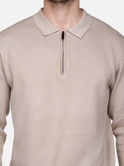 Camisola elegante com gola polo e fecho de correr - Frilivin - Kiabi