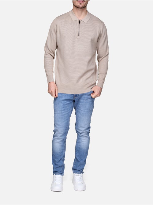 Camisola elegante com gola polo e fecho de correr - Frilivin - Kiabi