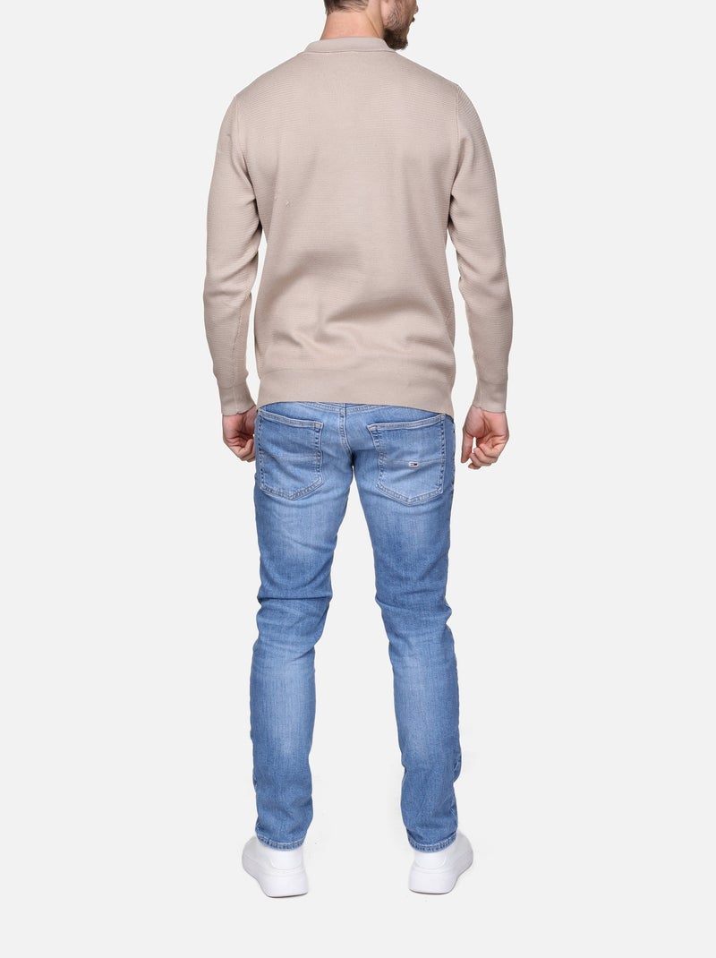 Camisola elegante com gola polo e fecho de correr - Frilivin Creme - Kiabi