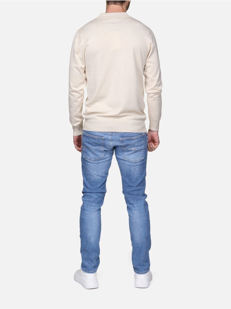 Camisola elegante com gola polo e fecho de correr - Frilivin Creme - Kiabi