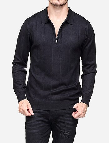 Camisola elegante com gola polo e fecho de correr - Frilivin