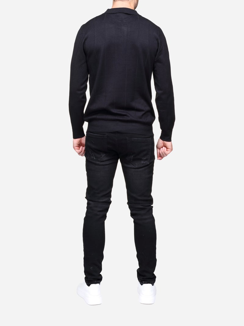 Camisola elegante com gola polo e fecho de correr - Frilivin Preto - Kiabi