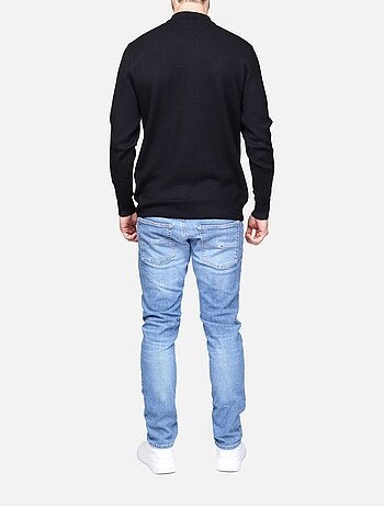 Camisola elegante com gola polo e fecho de correr - Frilivin