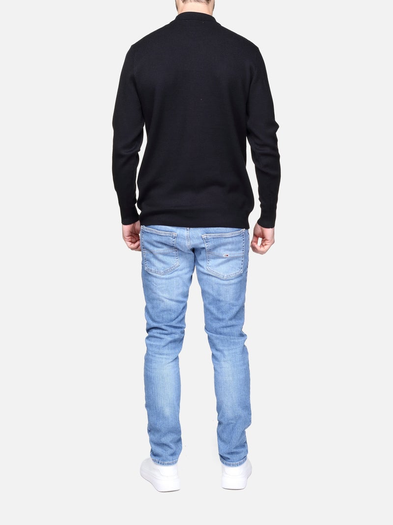 Camisola elegante com gola polo e fecho de correr - Frilivin Preto - Kiabi