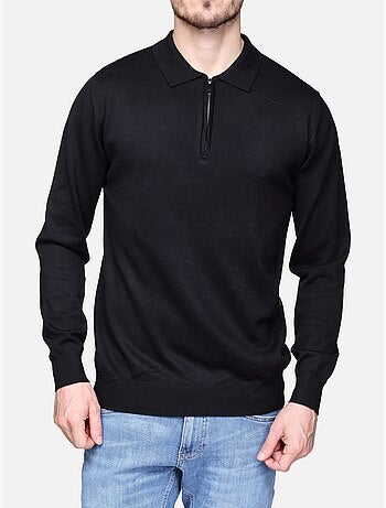 Camisola elegante com gola polo e fecho de correr - Frilivin