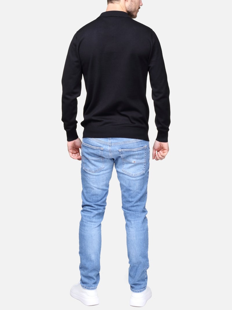 Camisola elegante com gola polo e fecho de correr - Frilivin Preto - Kiabi